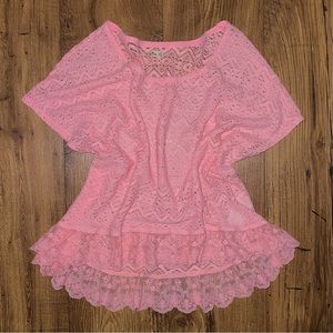 Hollister Flowy Crochet Knit Crop Top w/ Lace Detail. Summer Beach Bikini Cover